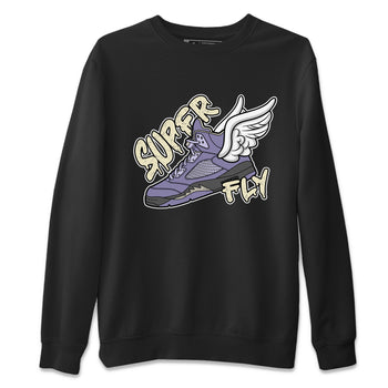 Air Jordan 5 Indigo Haze Sneaker Match Tees Super Fly Sneaker Tees AJ5 Indigo Haze Sneaker Release Tees Unisex Shirts Black 2