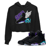 Air Jordan 6 Aqua Sneaker Match Tees Super Fly Sneaker Tees AJ6 Aqua Sneaker Release Tees Women's Shirts Black 1