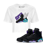 Air Jordan 6 Aqua Sneaker Match Tees Super Fly Sneaker Tees AJ6 Aqua Sneaker Release Tees Women's Shirts White 1