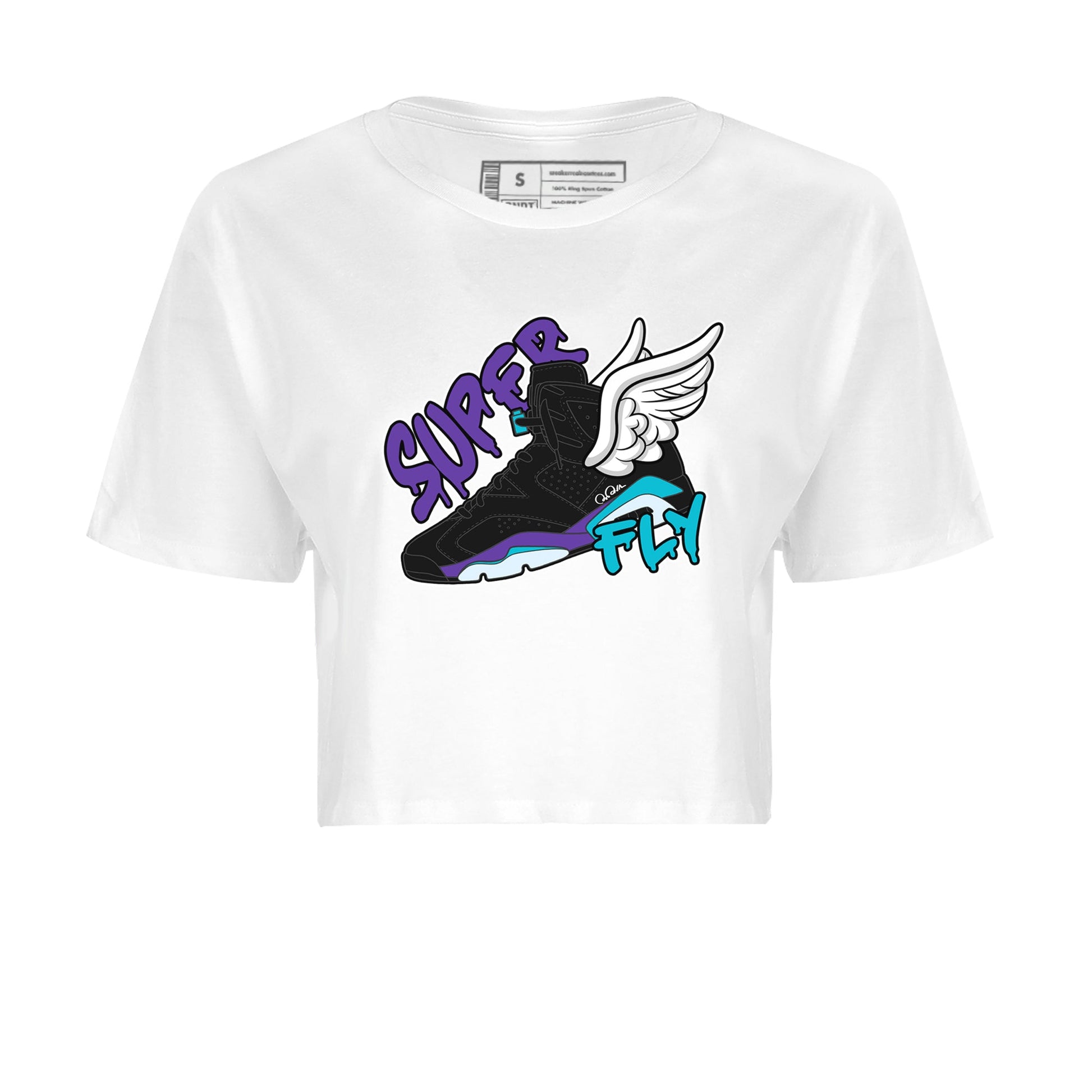 Air Jordan 6 Aqua Sneaker Match Tees Super Fly Sneaker Tees AJ6 Aqua Sneaker Release Tees Women's Shirts White 2