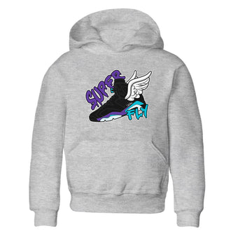 Air Jordan 6 Aqua Sneaker Match Tees Super Fly Sneaker Tees AJ6 Aqua Sneaker Release Tees Kids Shirts Heather Grey 2