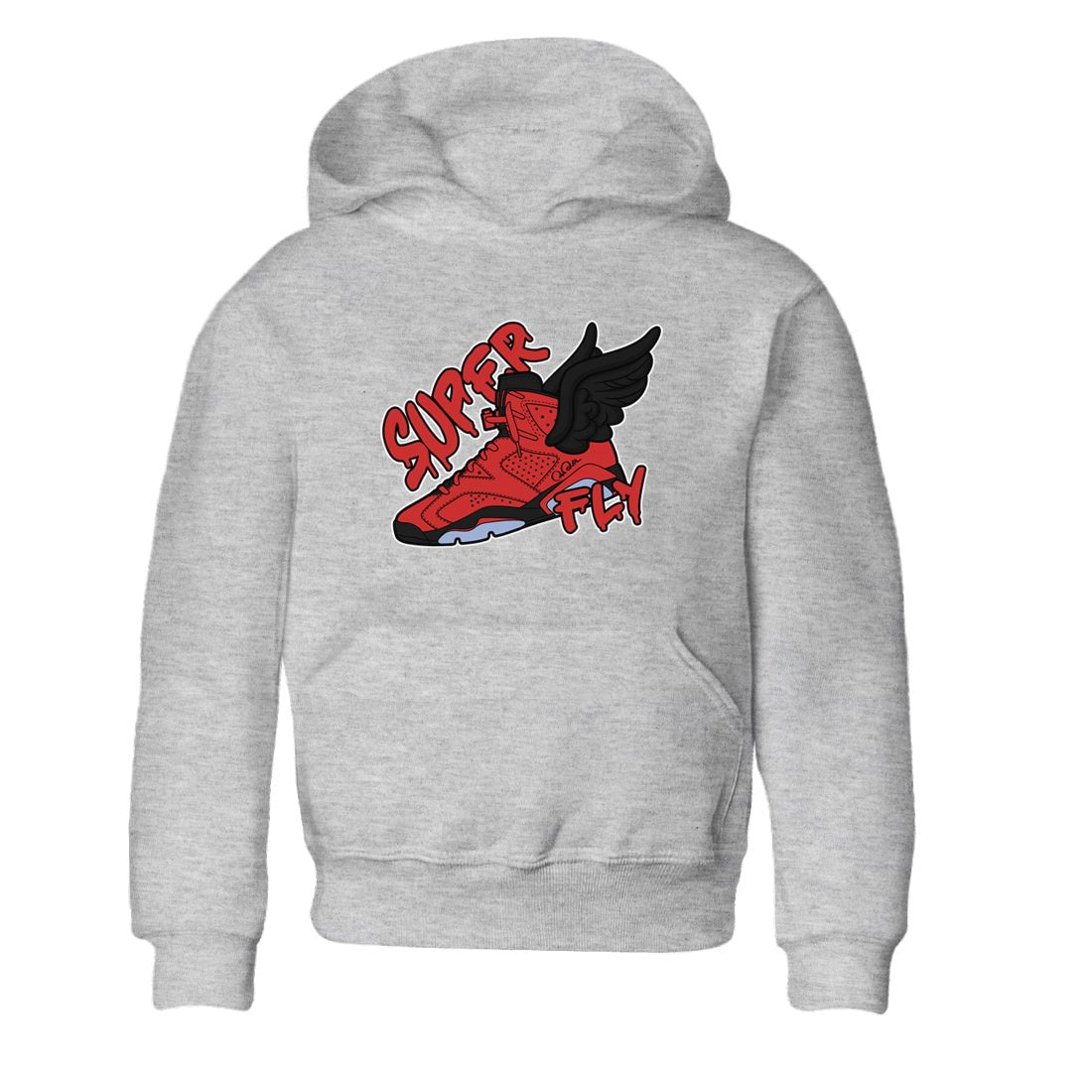 Air Jordan 6 Toro Bravo Sneaker Match Tees Super Fly Sneaker Tees AJ6 Toro Bravo Sneaker Release Tees Kids Shirts Heather Grey 2