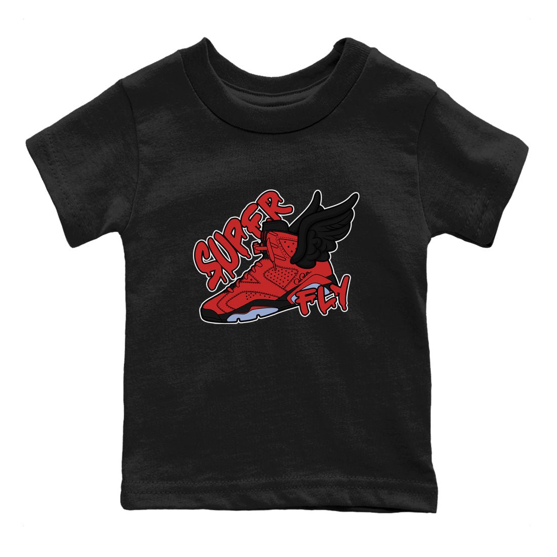 Air Jordan 6 Toro Bravo Sneaker Match Tees Super Fly Sneaker Tees AJ6 Toro Bravo Sneaker Release Tees Kids Shirts Black 2