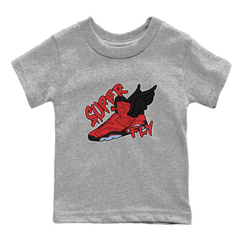Air Jordan 6 Toro Bravo Sneaker Match Tees Super Fly Sneaker Tees AJ6 Toro Bravo Sneaker Release Tees Kids Shirts Heather Grey 2