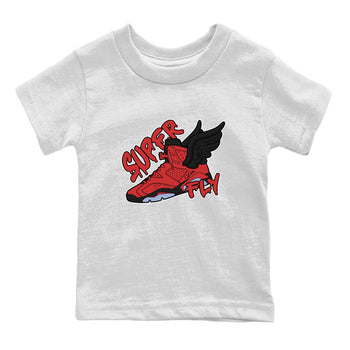 Air Jordan 6 Toro Bravo Sneaker Match Tees Super Fly Sneaker Tees AJ6 Toro Bravo Sneaker Release Tees Kids Shirts White 2