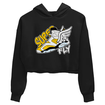 Air Jordan 6 Yellow Ochre shirt to match jordans Super Fly sneaker tees AJ6 Yellow Ochre SNRT Sneaker Release Tees Black 2 Crop T-Shirt