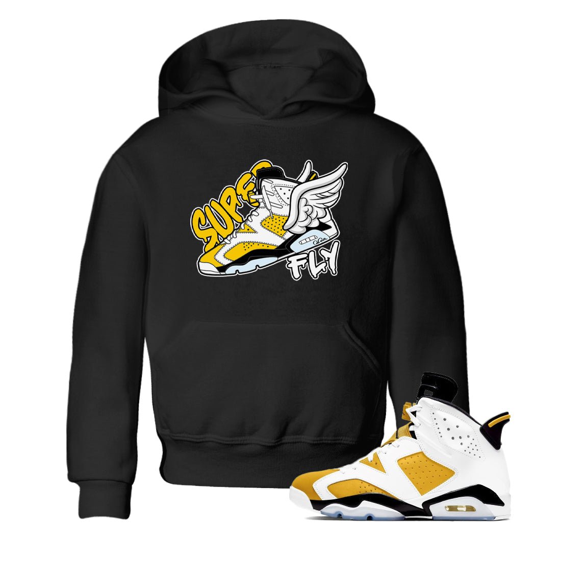Air Jordan 6 Yellow Ochre shirt to match jordans Super Fly sneaker tees AJ6 Yellow Ochre SNRT Sneaker Release Tees Baby Toddler Black 1 T-Shirt
