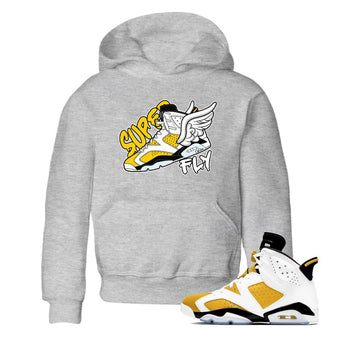 Air Jordan 6 Yellow Ochre shirt to match jordans Super Fly sneaker tees AJ6 Yellow Ochre SNRT Sneaker Release Tees Baby Toddler Heather Grey 1 T-Shirt