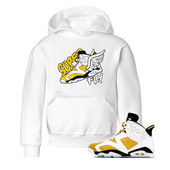 Air Jordan 6 Yellow Ochre shirt to match jordans Super Fly sneaker tees AJ6 Yellow Ochre SNRT Sneaker Release Tees Baby Toddler White 1 T-Shirt