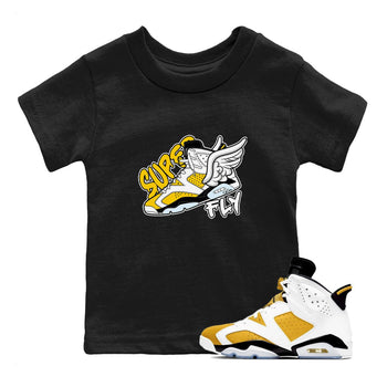 Air Jordan 6 Yellow Ochre shirt to match jordans Super Fly sneaker tees AJ6 Yellow Ochre SNRT Sneaker Release Tees Baby Toddler Black 1 T-Shirt