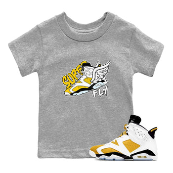 Air Jordan 6 Yellow Ochre shirt to match jordans Super Fly sneaker tees AJ6 Yellow Ochre SNRT Sneaker Release Tees Baby Toddler Heather Grey 1 T-Shirt