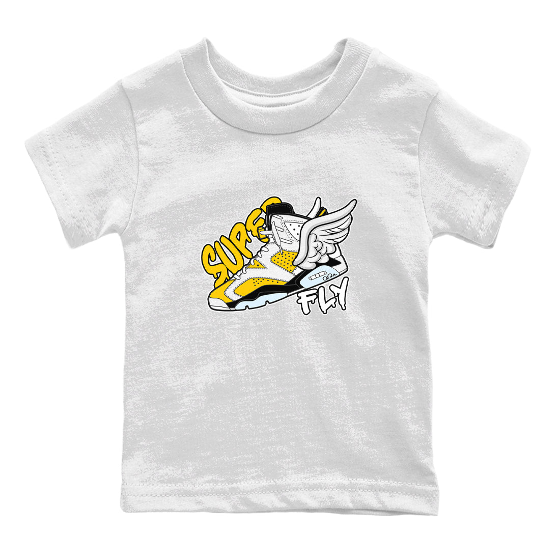 Air Jordan 6 Yellow Ochre shirt to match jordans Super Fly sneaker tees AJ6 Yellow Ochre SNRT Sneaker Release Tees Baby Toddler White 2 T-Shirt