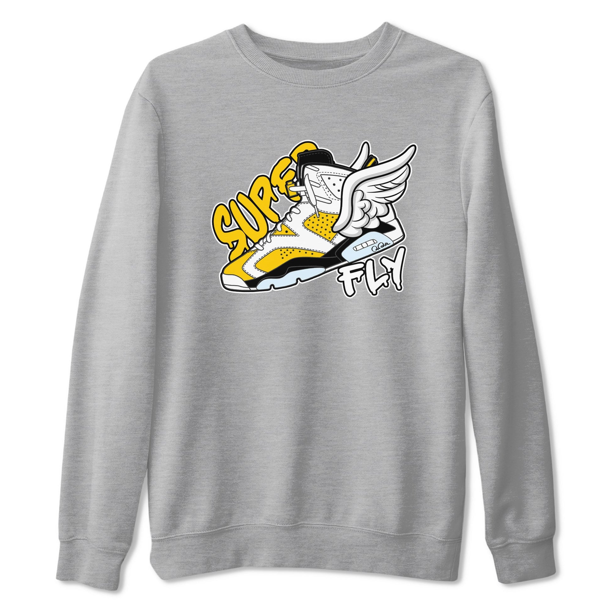 Air Jordan 6 Yellow Ochre shirt to match jordans Super Fly sneaker tees AJ6 Yellow Ochre SNRT Sneaker Release Tees Unisex Heather Grey 2 T-Shirt