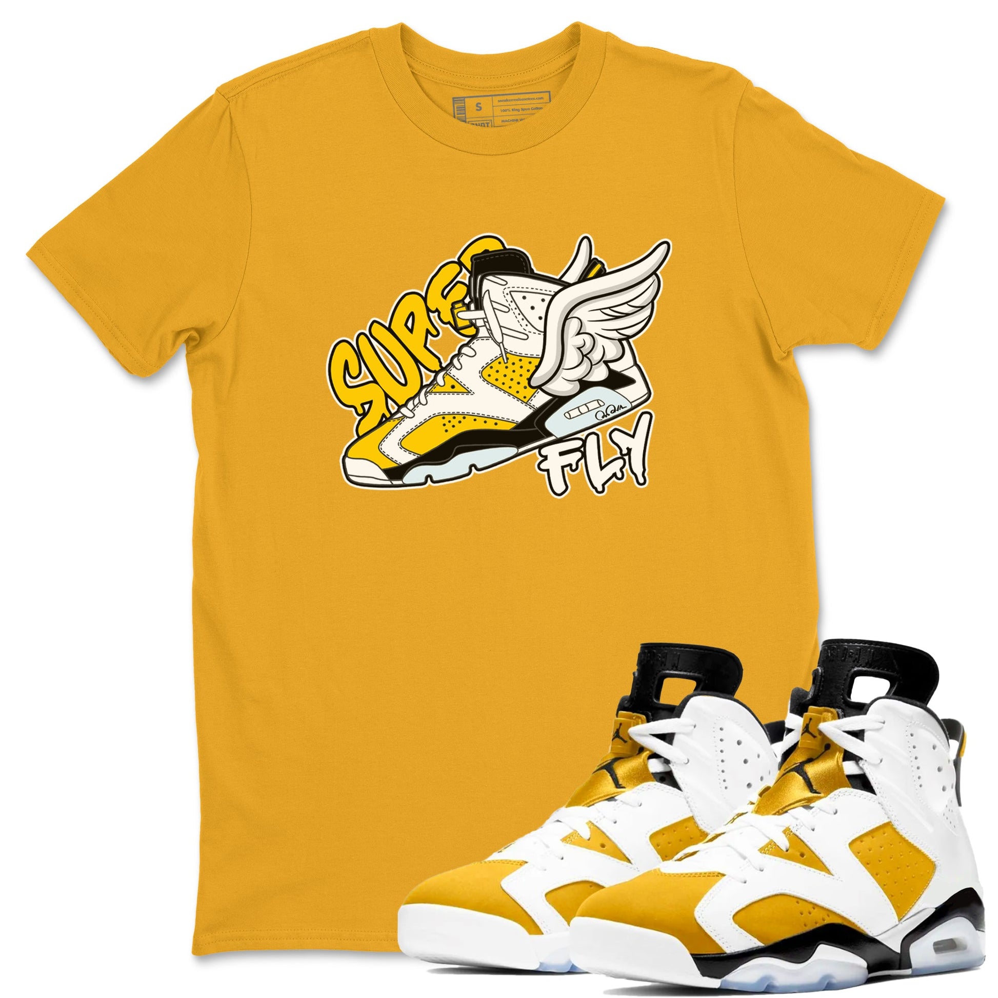 Air Jordan 6 Yellow Ochre shirt to match jordans Super Fly sneaker tees AJ6 Yellow Ochre SNRT Sneaker Release Tees Unisex Gold 1 T-Shirt