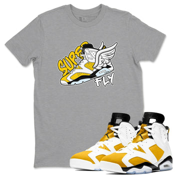 Air Jordan 6 Yellow Ochre shirt to match jordans Super Fly sneaker tees AJ6 Yellow Ochre SNRT Sneaker Release Tees Unisex Heather Grey 1 T-Shirt
