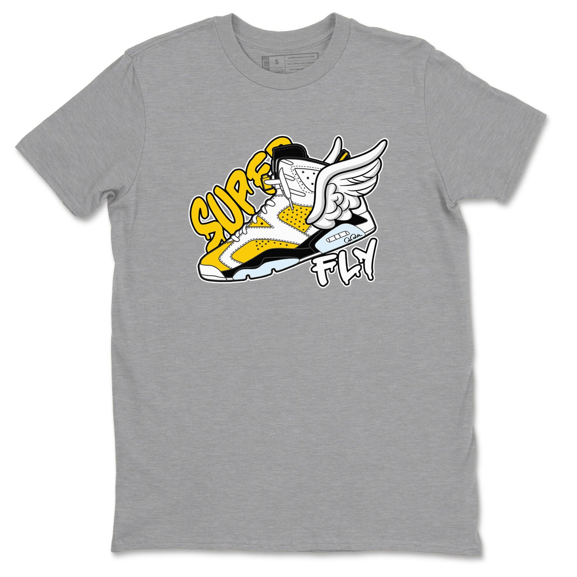 Air Jordan 6 Yellow Ochre shirt to match jordans Super Fly sneaker tees AJ6 Yellow Ochre SNRT Sneaker Release Tees Unisex Heather Grey 2 T-Shirt