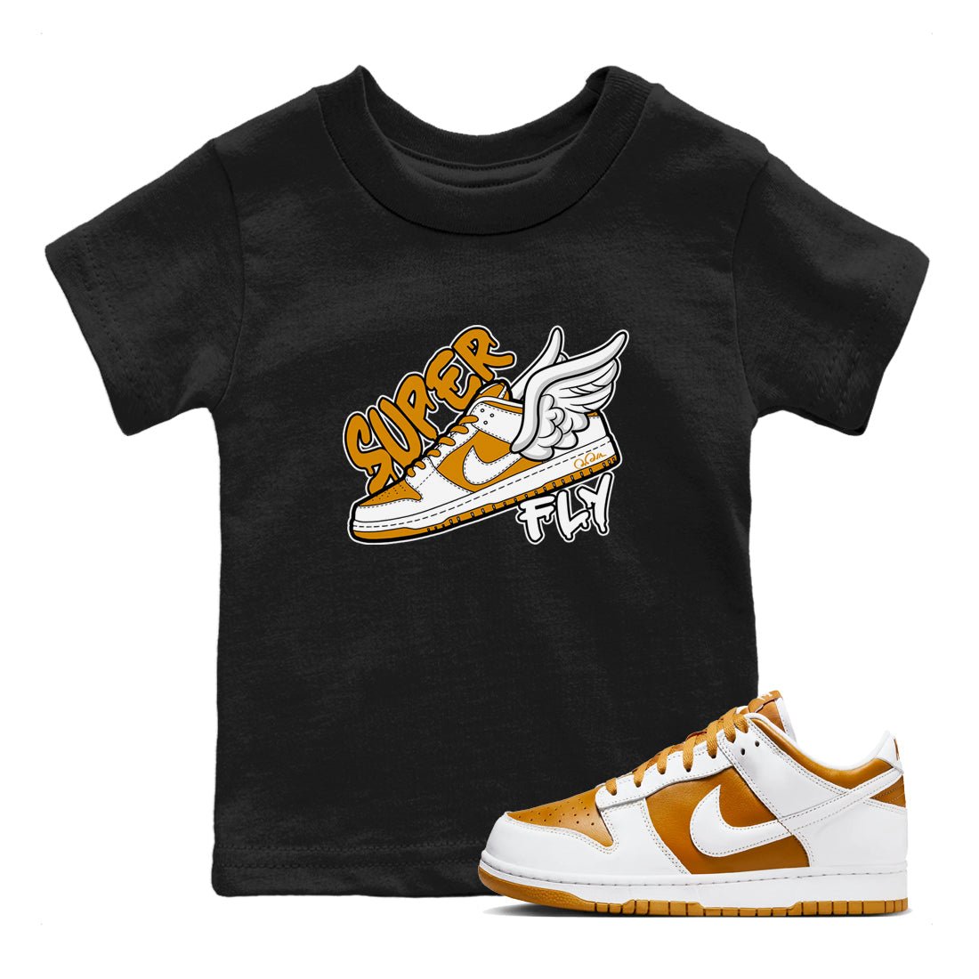 Dunk Dark Curry shirt to match jordans Super Fly sneaker tees AJ1 Low Dark Curry SNRT sneaker release tees baby toddler Black 1 cotton Shirt