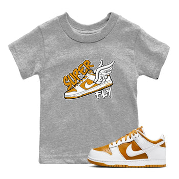 Dunk Dark Curry shirt to match jordans Super Fly sneaker tees AJ1 Low Dark Curry SNRT sneaker release tees baby toddler Heather Grey 1 cotton Shirt