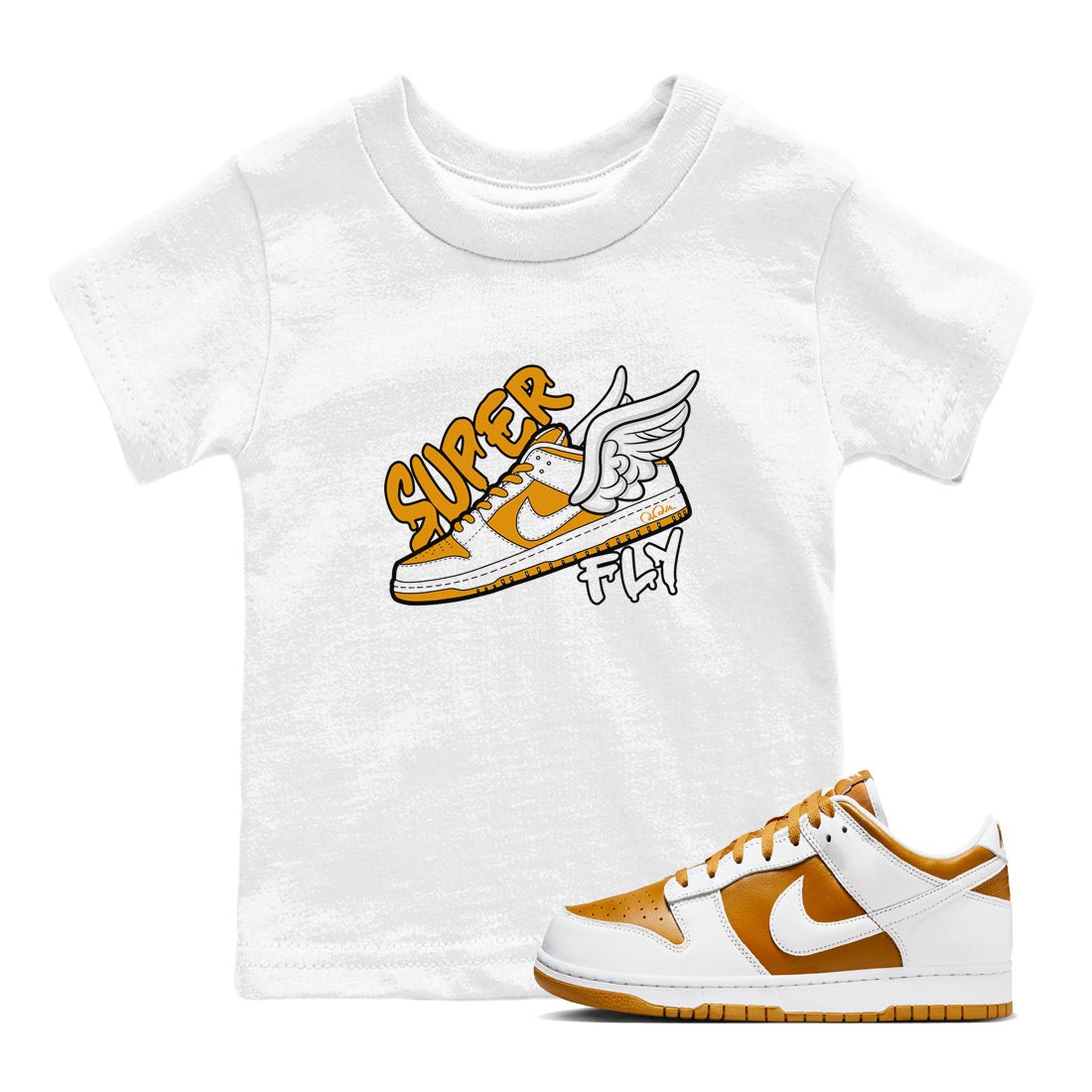 Dunk Dark Curry shirt to match jordans Super Fly sneaker tees AJ1 Low Dark Curry SNRT sneaker release tees baby toddler White 1 cotton Shirt