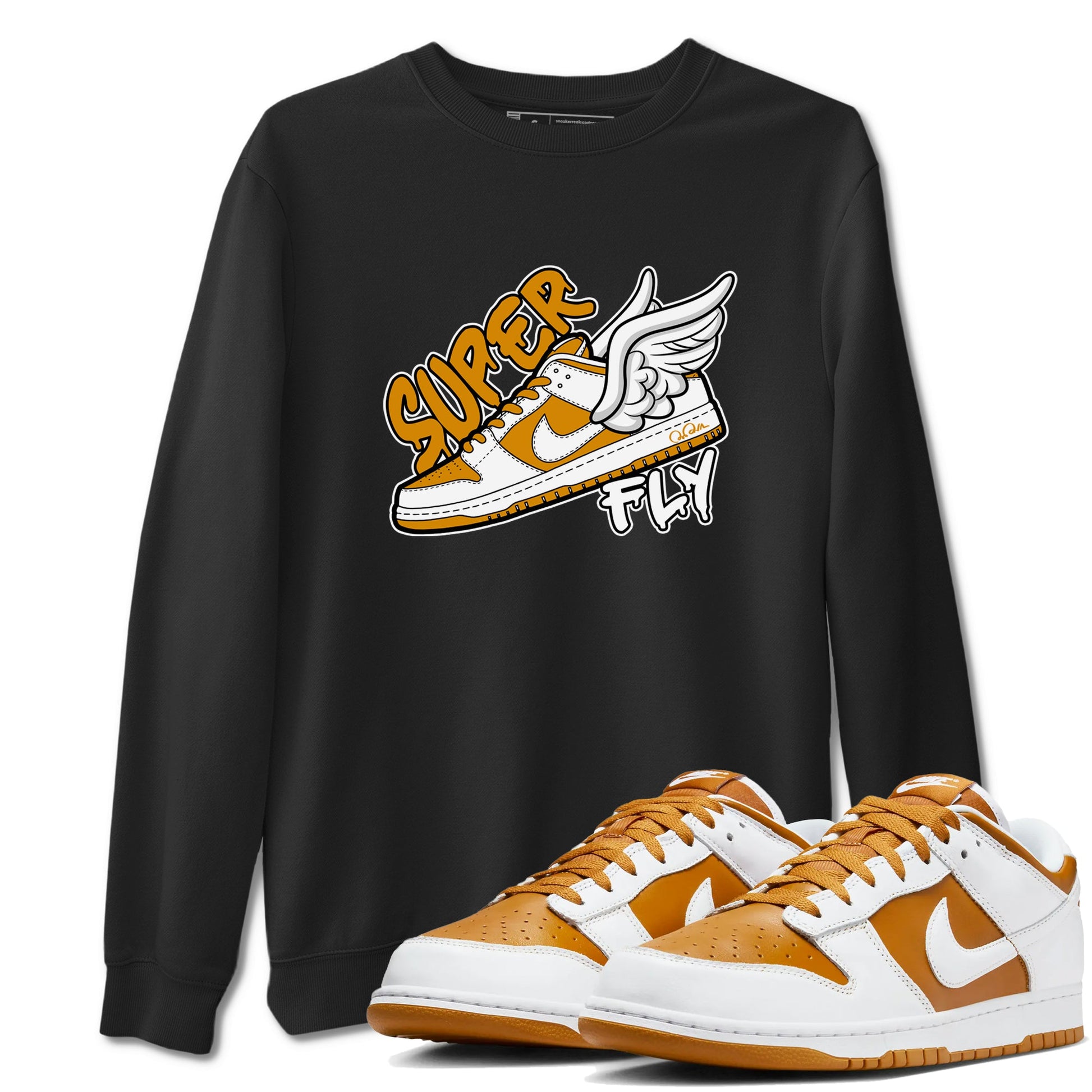 Dunk Dark Curry shirt to match jordans Super Fly sneaker tees AJ1 Low Dark Curry SNRT Sneaker Release Tees unisex cotton Black 1 crew neck shirt