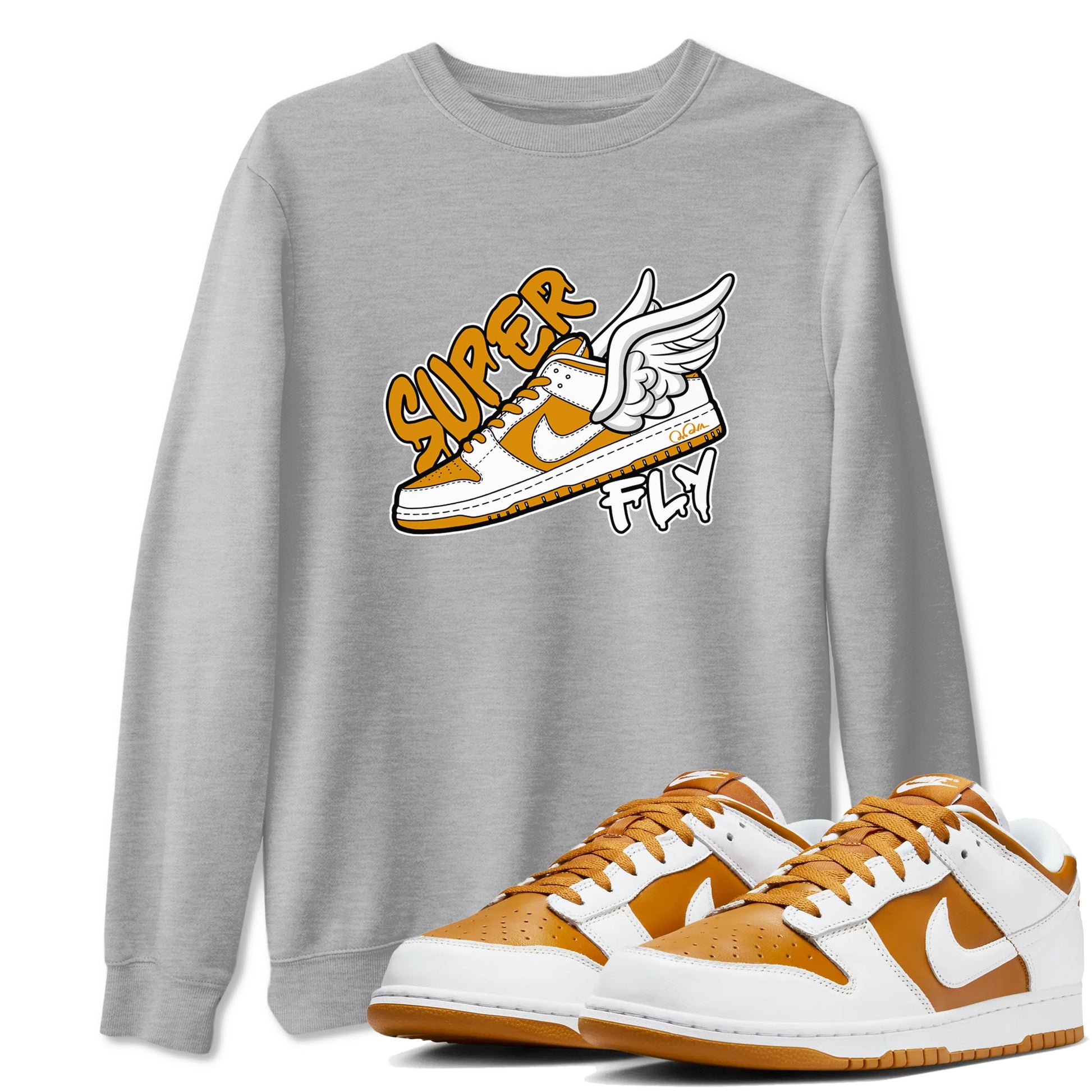 Dunk Dark Curry shirt to match jordans Super Fly sneaker tees AJ1 Low Dark Curry SNRT Sneaker Release Tees unisex cotton Heather Grey 1 crew neck shirt