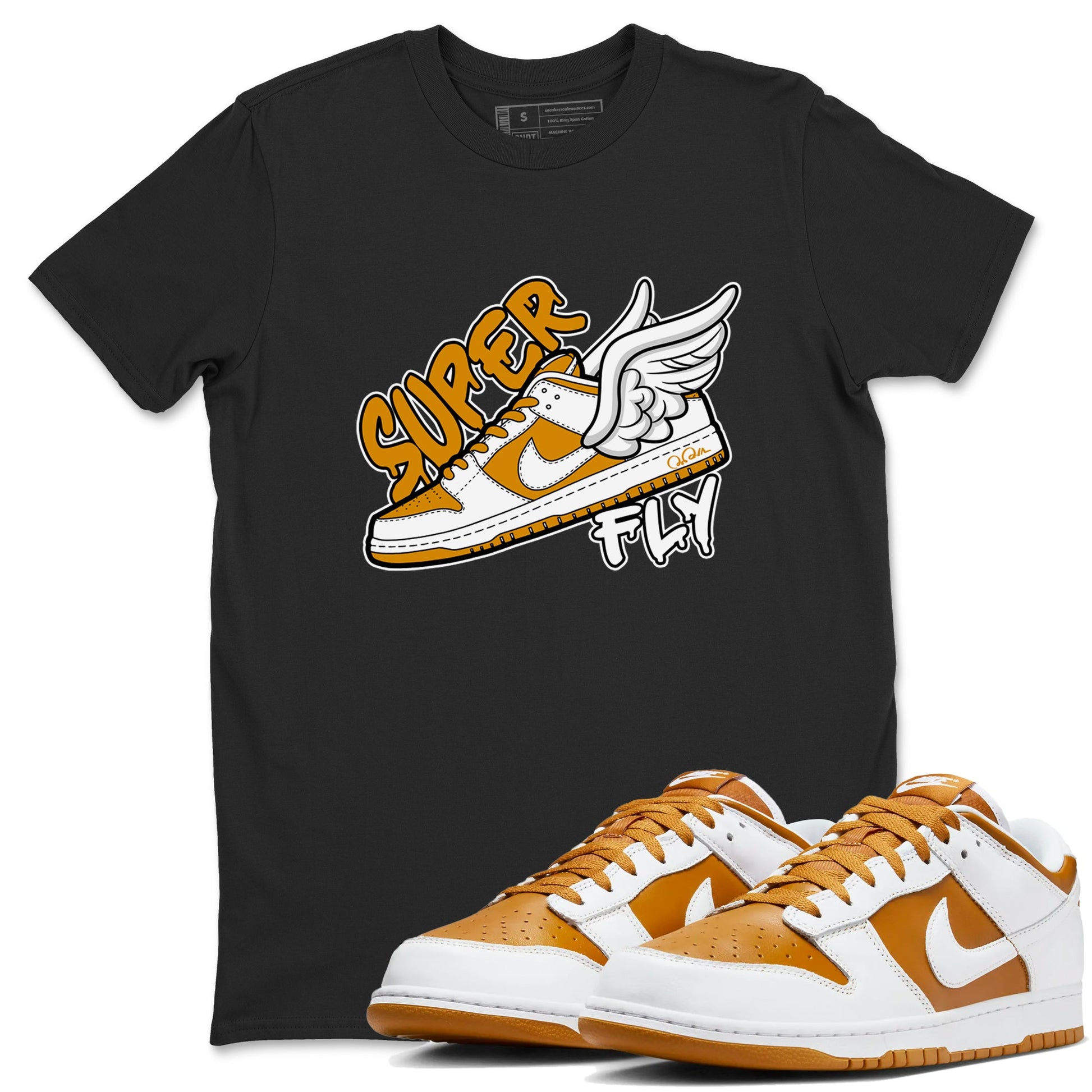 Dunk Dark Curry shirt to match jordans Super Fly sneaker tees AJ1 Low Dark Curry SNRT Sneaker Release Tees unisex cotton Black 1 crew neck shirt
