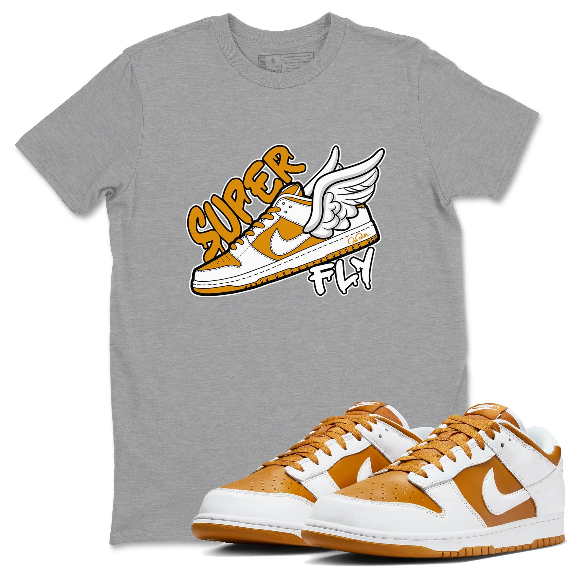 Dunk Dark Curry shirt to match jordans Super Fly sneaker tees AJ1 Low Dark Curry SNRT Sneaker Release Tees unisex cotton Heather Grey 1 crew neck shirt