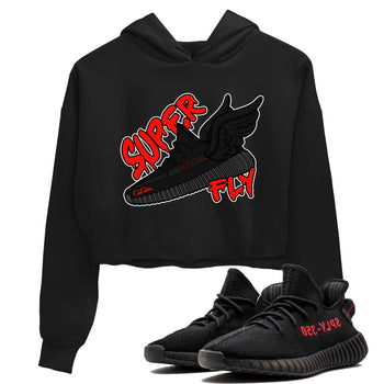 Yeezy 350 Bred shirt to match jordans Super Fly sneaker tees Adidas Yeezy Boost V2 350 Bred SNRT Sneaker Release Tees Black 1 Crop T-Shirt