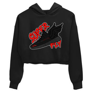 Yeezy 350 Bred shirt to match jordans Super Fly sneaker tees Adidas Yeezy Boost V2 350 Bred SNRT Sneaker Release Tees Black 2 Crop T-Shirt