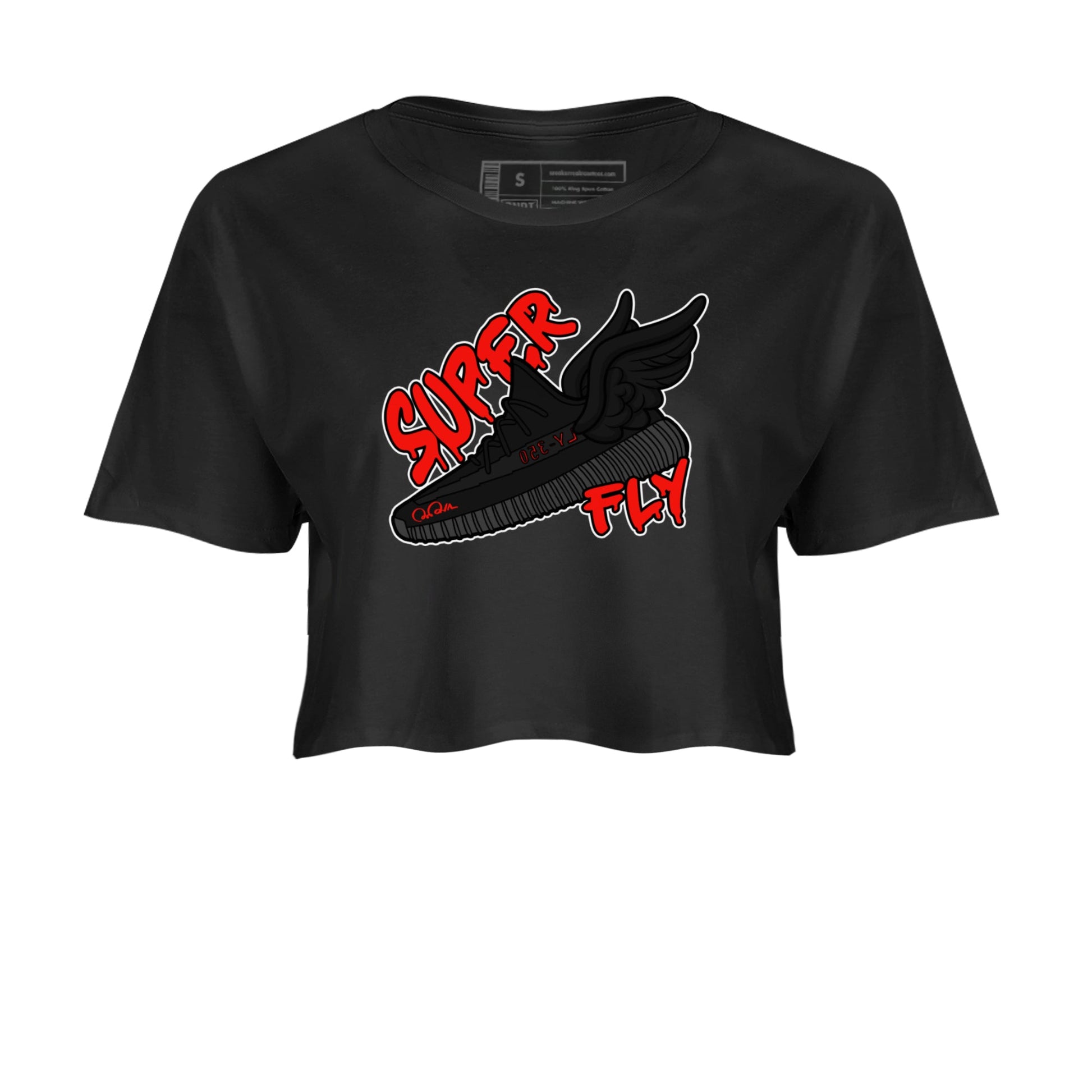 Yeezy 350 Bred shirt to match jordans Super Fly sneaker tees Adidas Yeezy Boost V2 350 Bred SNRT Sneaker Release Tees Black 2 Crop T-Shirt