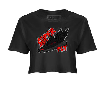 Yeezy 350 Bred shirt to match jordans Super Fly sneaker tees Adidas Yeezy Boost V2 350 Bred SNRT Sneaker Release Tees Black 2 Crop T-Shirt