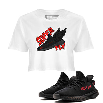 Yeezy 350 Bred shirt to match jordans Super Fly sneaker tees Adidas Yeezy Boost V2 350 Bred SNRT Sneaker Release Tees White 1 Crop T-Shirt