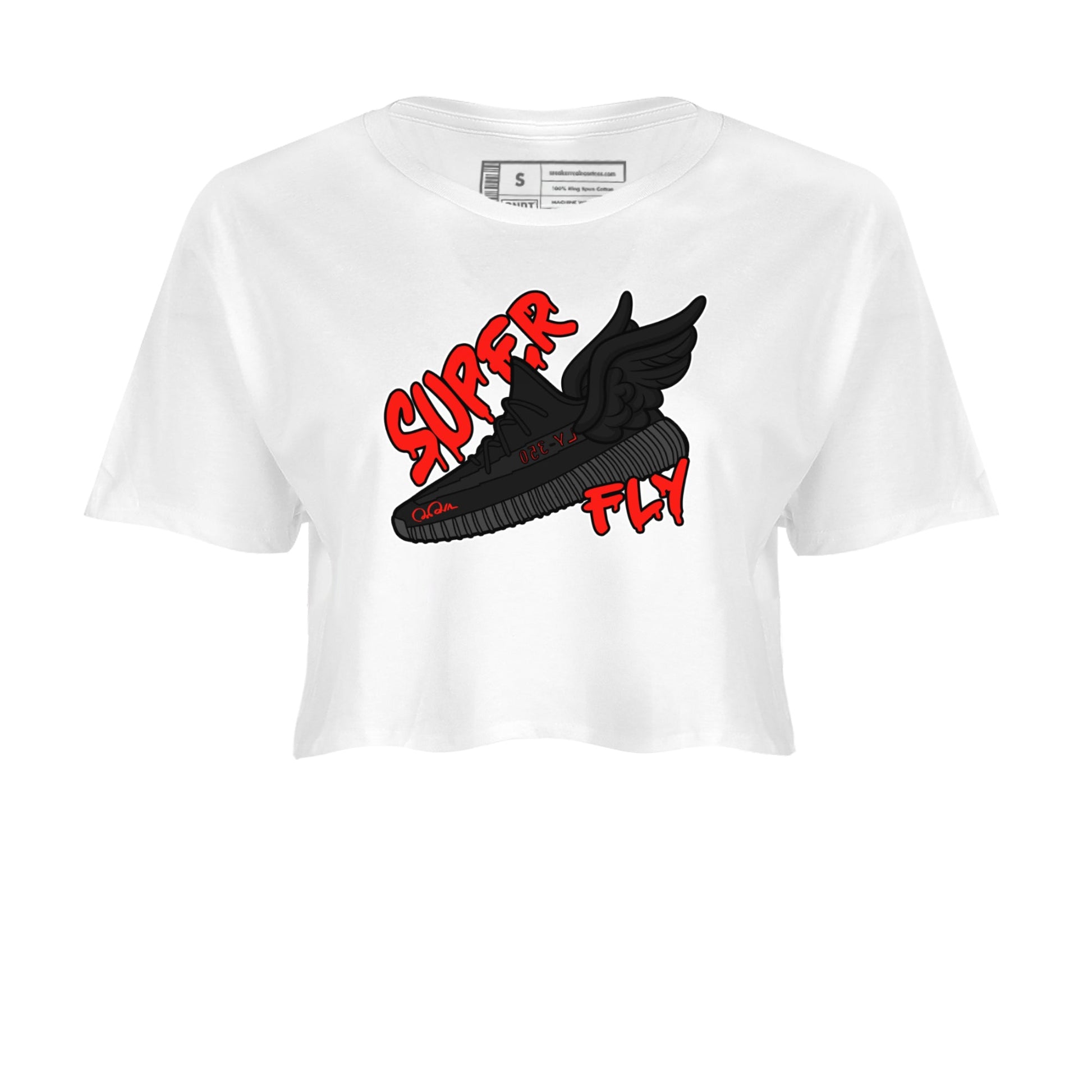 Yeezy 350 Bred shirt to match jordans Super Fly sneaker tees Adidas Yeezy Boost V2 350 Bred SNRT Sneaker Release Tees White 2 Crop T-Shirt