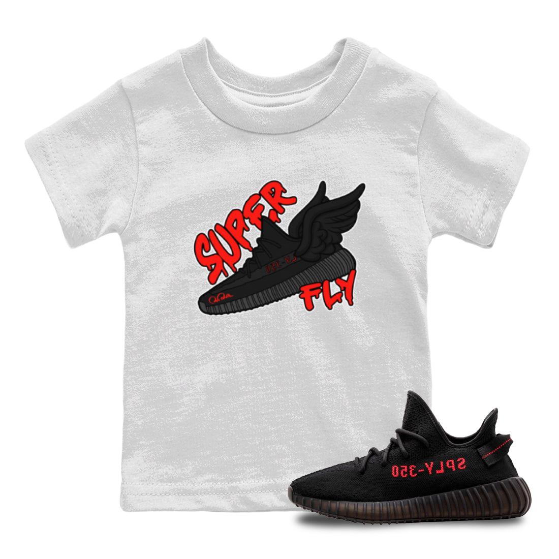 Yeezy 350 Bred shirt to match jordans Super Fly sneaker tees Adidas Yeezy Boost V2 350 Bred SNRT Sneaker Release Tees Baby Toddler White 1 T-Shirt
