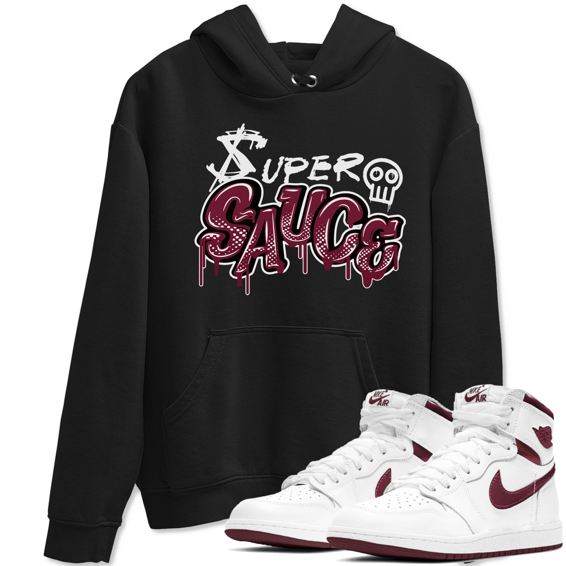 1s Metallic Burgundy shirt to match jordans Super Sauce sneaker tees Air Jordan 1 Metallic Burgundy SNRT Sneaker Release Tees unisex cotton Black 1 crew neck shirt
