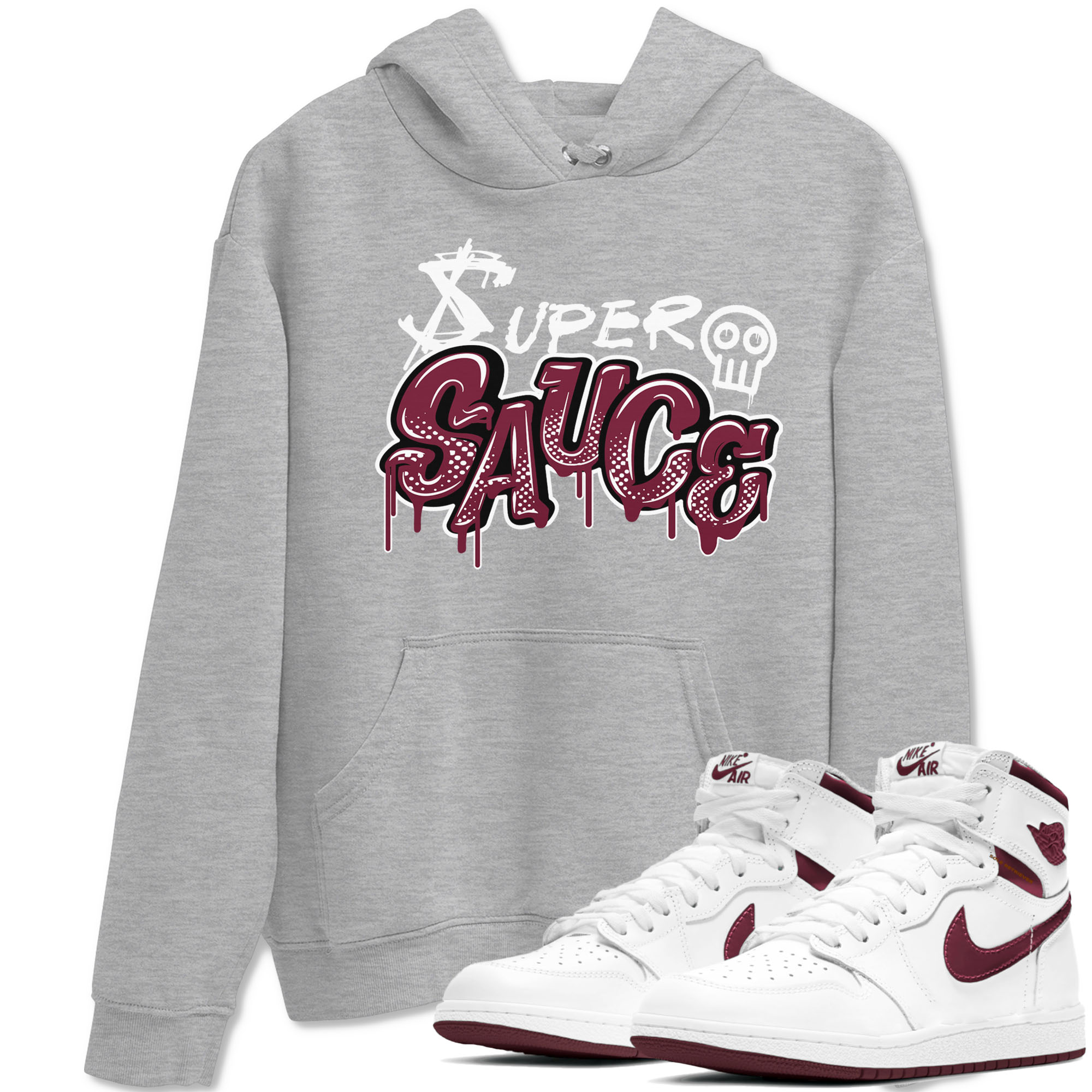 1s Metallic Burgundy shirt to match jordans Super Sauce sneaker tees Air Jordan 1 Metallic Burgundy SNRT Sneaker Release Tees unisex cotton Heather Grey 1 crew neck shirt