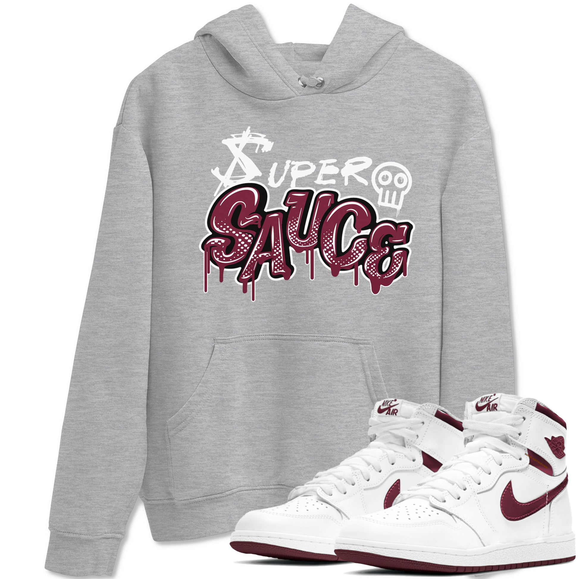 1s Metallic Burgundy shirt to match jordans Super Sauce sneaker tees Air Jordan 1 Metallic Burgundy SNRT Sneaker Release Tees unisex cotton Heather Grey 1 crew neck shirt