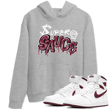 1s Metallic Burgundy shirt to match jordans Super Sauce sneaker tees Air Jordan 1 Metallic Burgundy SNRT Sneaker Release Tees unisex cotton Heather Grey 1 crew neck shirt