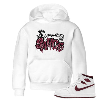 1s Metallic Burgundy shirt to match jordans Super Sauce sneaker tees Air Jordan 1 Metallic Burgundy SNRT sneaker release tees baby toddler White 1 cotton Shirt