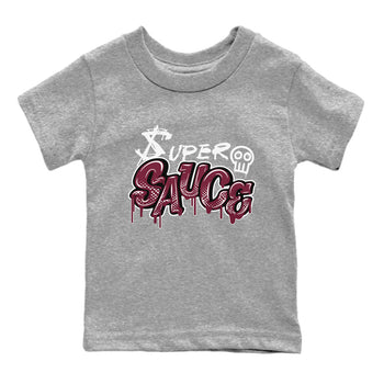 1s Metallic Burgundy shirt to match jordans Super Sauce sneaker tees Air Jordan 1 Metallic Burgundy SNRT sneaker release tees baby toddler Heather Grey 2 cotton Shirt