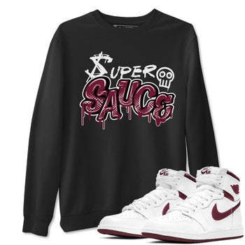 1s Metallic Burgundy shirt to match jordans Super Sauce sneaker tees Air Jordan 1 Metallic Burgundy SNRT Sneaker Release Tees unisex cotton Black 1 crew neck shirt