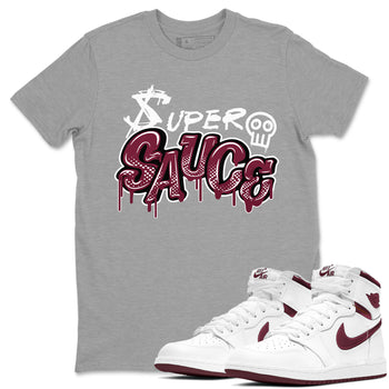 1s Metallic Burgundy shirt to match jordans Super Sauce sneaker tees Air Jordan 1 Metallic Burgundy SNRT Sneaker Release Tees unisex cotton Heather Grey 1 crew neck shirt