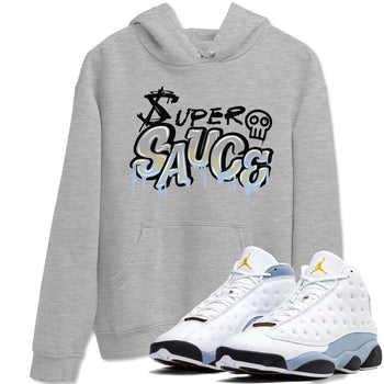 13s Blue Grey shirt to match jordans Super Sauce sneaker tees Air Jordan 13 Blue Grey SNRT Sneaker Release Tees unisex cotton Heather Grey 1 crew neck shirt