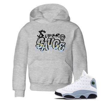 13s Blue Grey shirt to match jordans Super Sauce sneaker tees Air Jordan 13 Blue Grey SNRT sneaker release tees baby toddler Heather Grey 1 cotton Shirt