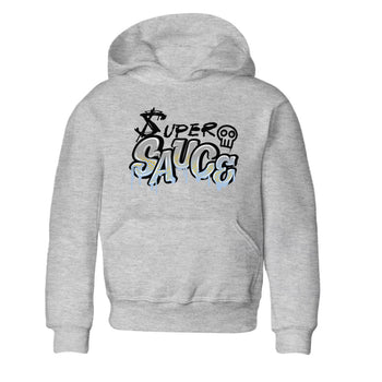 13s Blue Grey shirt to match jordans Super Sauce sneaker tees Air Jordan 13 Blue Grey SNRT sneaker release tees baby toddler Heather Grey 2 cotton Shirt