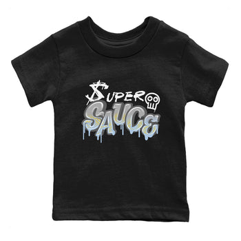 13s Blue Grey shirt to match jordans Super Sauce sneaker tees Air Jordan 13 Blue Grey SNRT sneaker release tees baby toddler Black 2 cotton Shirt