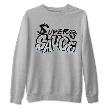 13s Blue Grey shirt to match jordans Super Sauce sneaker tees Air Jordan 13 Blue Grey SNRT Sneaker Release Tees unisex cotton Heather Grey 2 crew neck shirt