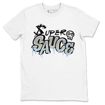 13s Blue Grey shirt to match jordans Super Sauce sneaker tees Air Jordan 13 Blue Grey SNRT Sneaker Release Tees unisex cotton White 2 crew neck shirt
