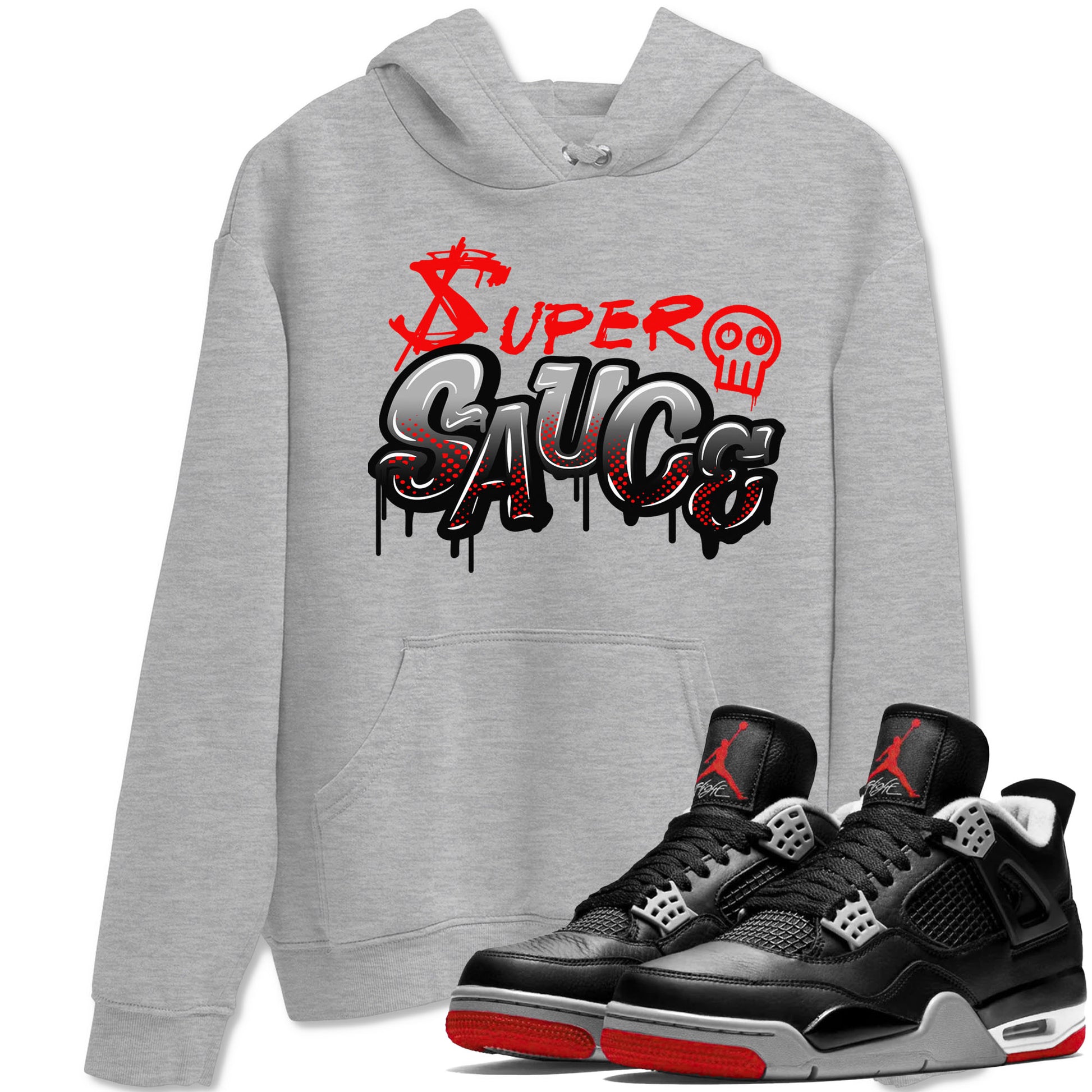 4s Bred Reimagined shirt to match jordans Super Sauce sneaker tees Air Jordan 4 Bred Reimagined SNRT Sneaker Release Tees unisex cotton Heather Grey 1 crew neck shirt