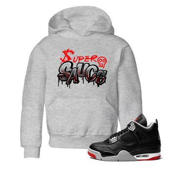 4s Bred Reimagined shirt to match jordans Super Sauce sneaker tees Air Jordan 4 Bred Reimagined SNRT sneaker release tees baby toddler Heather Grey 1 cotton Shirt